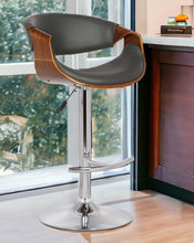 Load image into Gallery viewer, Solid Wood Swivel Low Back Adjustable Height Bar Chair - Gray / Silver

