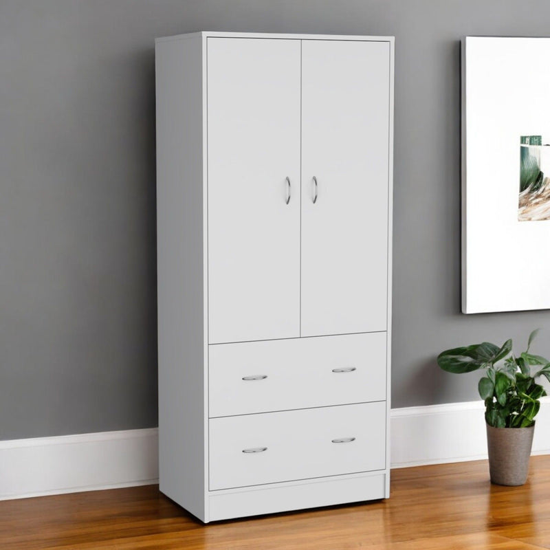 71" Two Door Two Drawer Combo Dresser - White