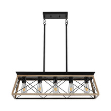 Load image into Gallery viewer, Five Light Metal Chandelier With Shades - Oak
