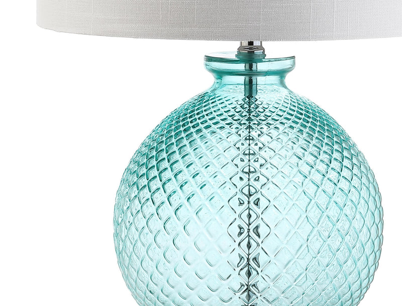 26" Novelty Table Lamp LED With Drum Shade - Aqua