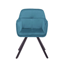 Load image into Gallery viewer, Tufted And Velvet And Metal Dining Arm Chair - Blue
