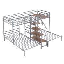 Load image into Gallery viewer, Metal Bunk Bed With Storage Shelves Staircase
