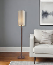 Load image into Gallery viewer, Solid Wood Traditional Shaped Floor Lamp With Drum Shade - Brown / Beige
