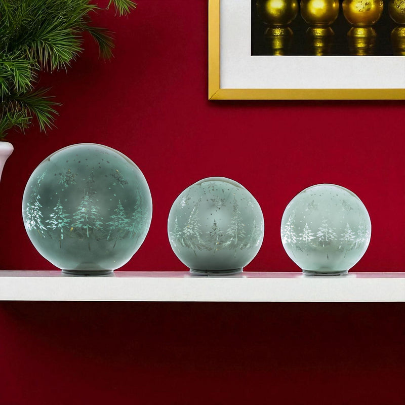 Trees Tabletop Sculpture With LED (Set of 3) - Green