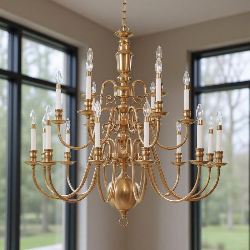 40" Multi Light Dimmable Chandelier With Shades - Brass