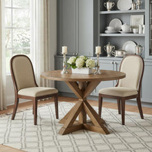 Load image into Gallery viewer, 48" Wood Cross Leg Base Round Top Dining Table - Oak
