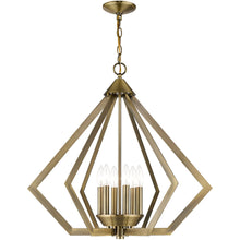 Load image into Gallery viewer, 25" Six-Light Dimmable Chandelier With Shades - Antiqued Brass
