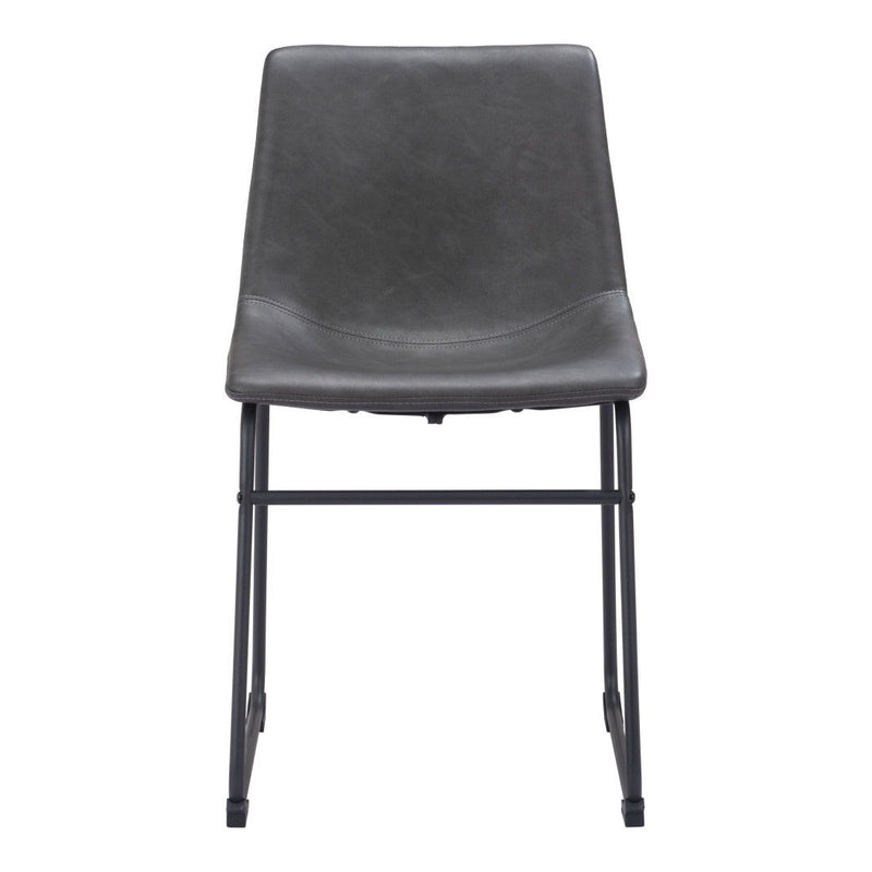 Upholstered Velvet Dining Side Chairs (Set of 2) - Charcoal / Black