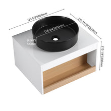 Load image into Gallery viewer, Floating Bathroom Vanity With Glossy Round Vessel Sink
