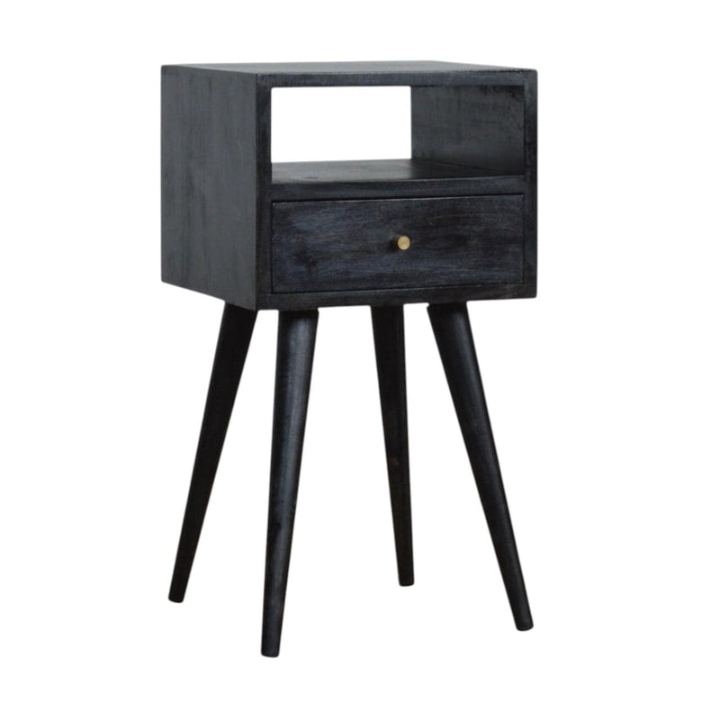 Solid Wood One Drawer Nightstand - Black