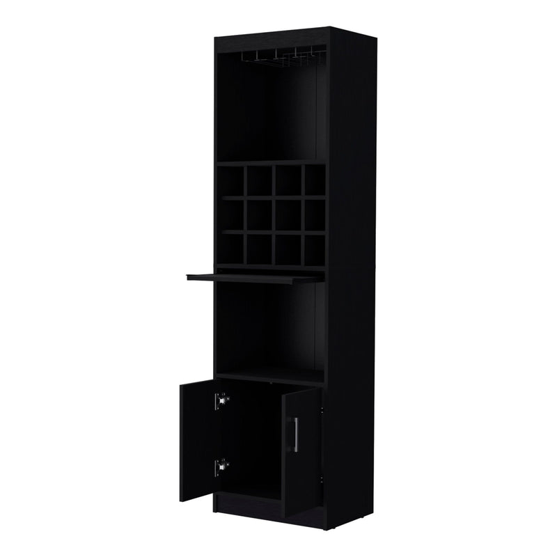 71" Wood Bar Cabinet With Two Doors - Black