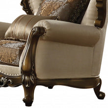 Load image into Gallery viewer, Fabric Floral Tufted Wingback Chair - Tan And Brown
