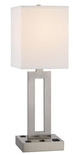 Load image into Gallery viewer, 24" Metal Desk USB Table Lamp With White Drum Shade - Nickel
