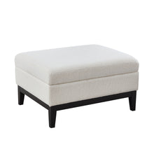 Load image into Gallery viewer, Upholstered Storage Ottoman With Reversible Lid Coffee Table With Rubberwood Legs
