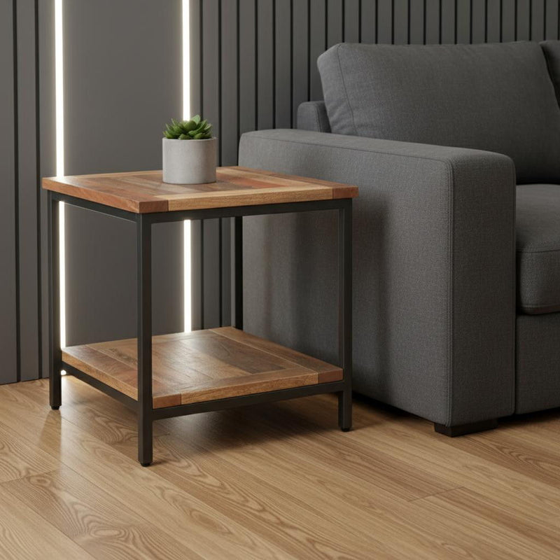Metal Square End Table - Natural