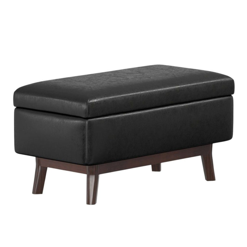 36" Leather Cocktail Ottoman With Storage - Brown / Black