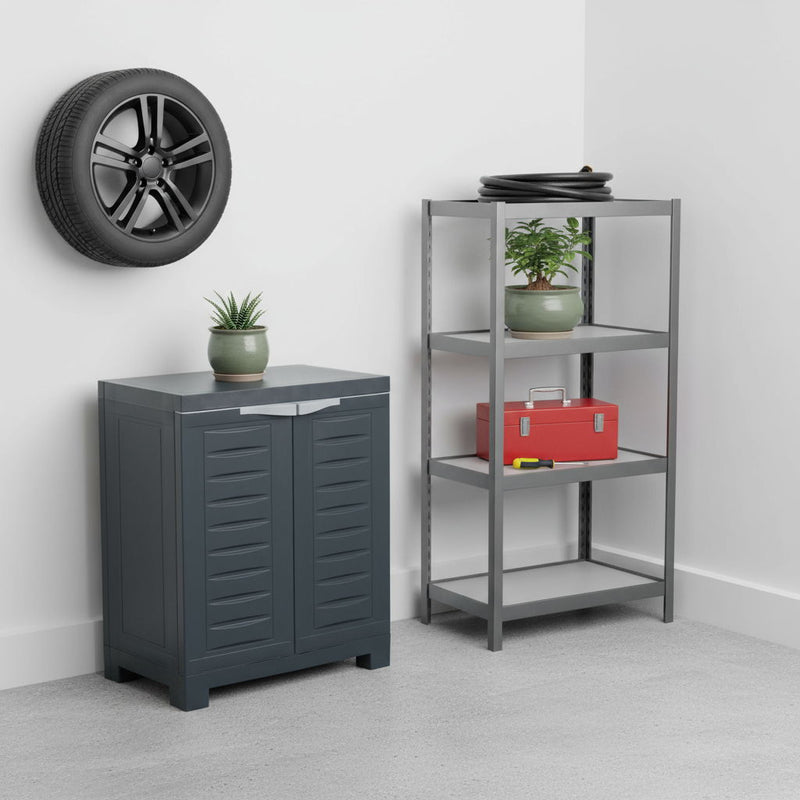 26" Heavy Duty Plastic Two Door Utility Cabinet - Dark Gray