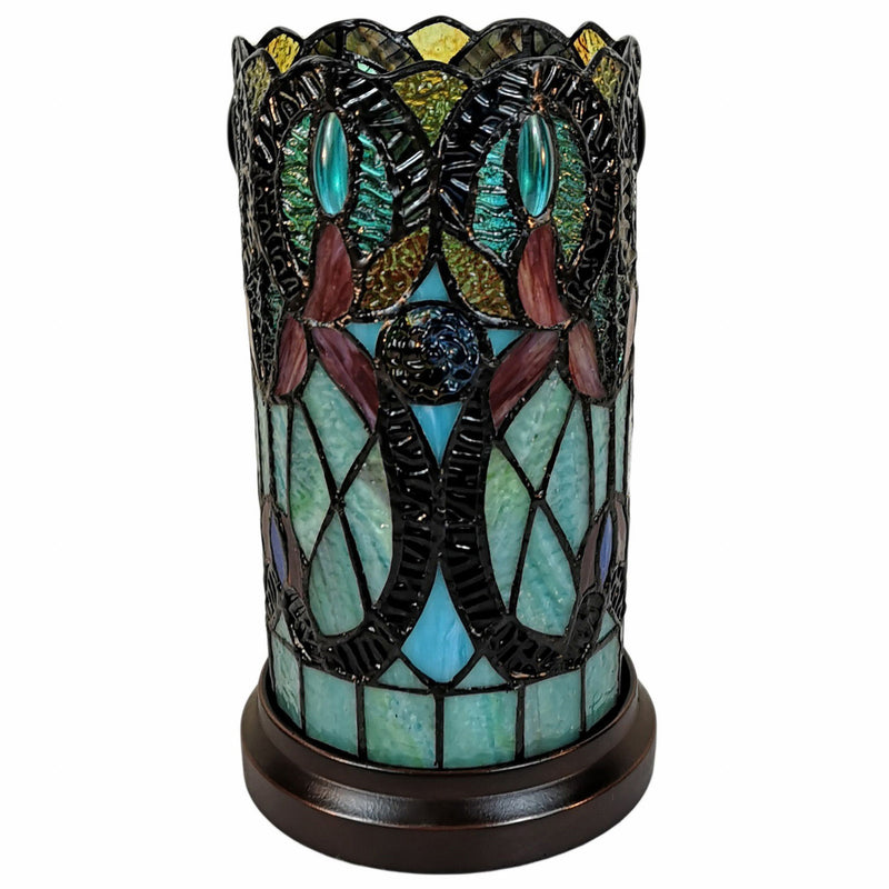 Mosaic Tile Stained Glass Accent Lamp - Beige And Orange