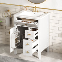 Load image into Gallery viewer, Bathroom Vanity With Sink, 3 Drawers &amp; Cabinet With 2 Tier Door Storage Rack, Soft Close Doors &amp; Drawers

