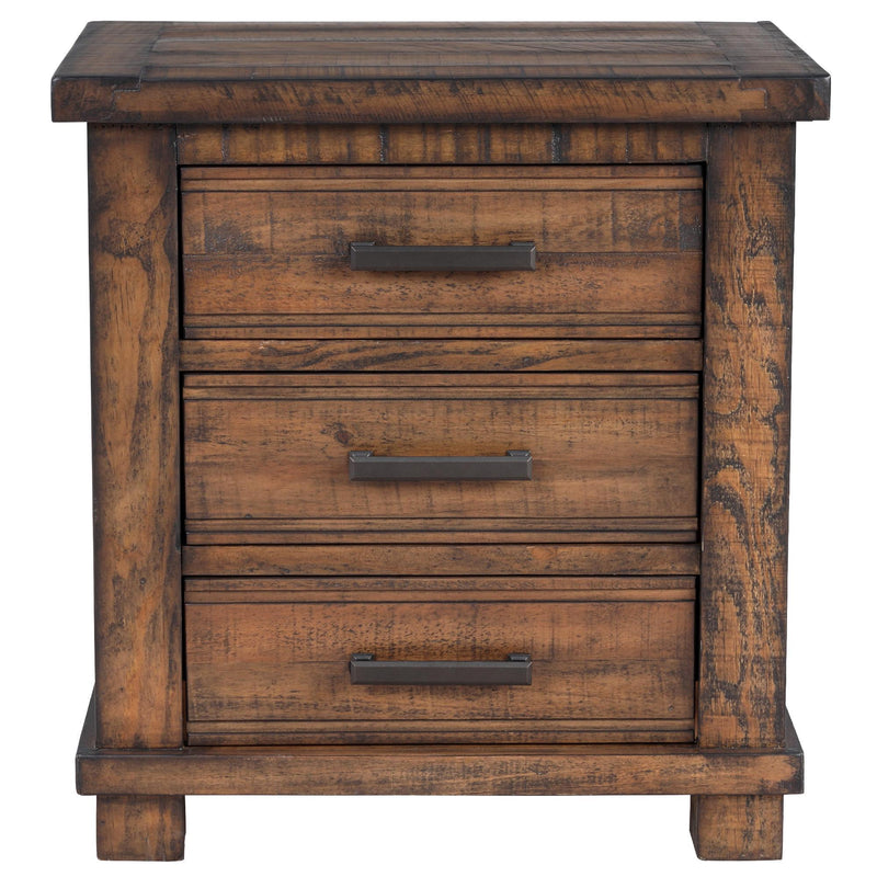 Solid Wood Three Drawer Nightstand - Natural