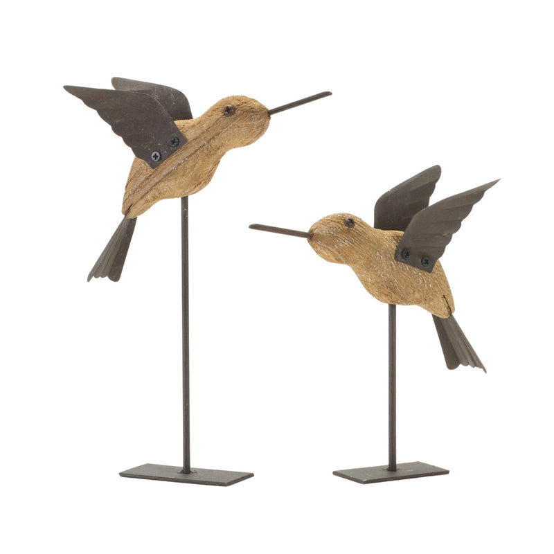 Bird Figurine Tabletop Sculpture (Set of 2) - Natural