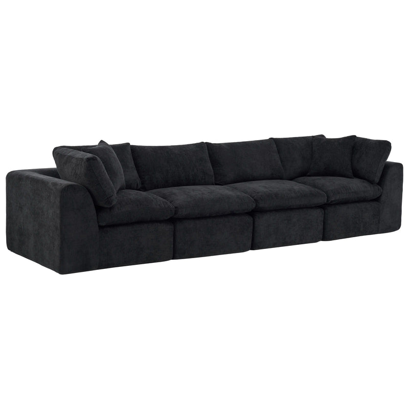 Chenille Modular Sofa Chaise With Toss Pillows (725201) - Black