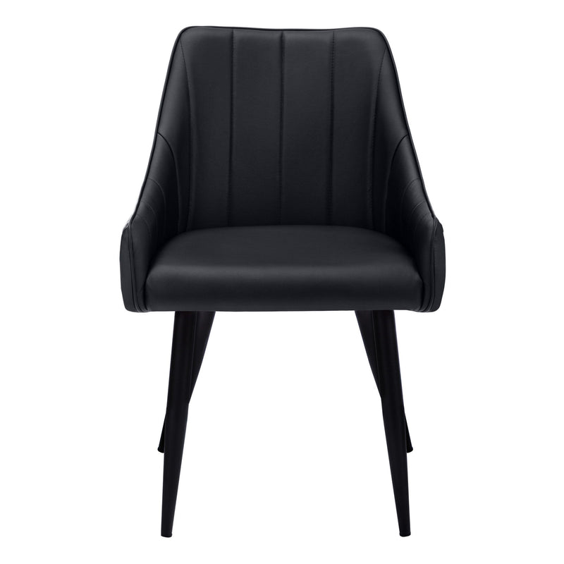 Tufted Faux Leather Dining Arm Chairs (Set of 2) - Black
