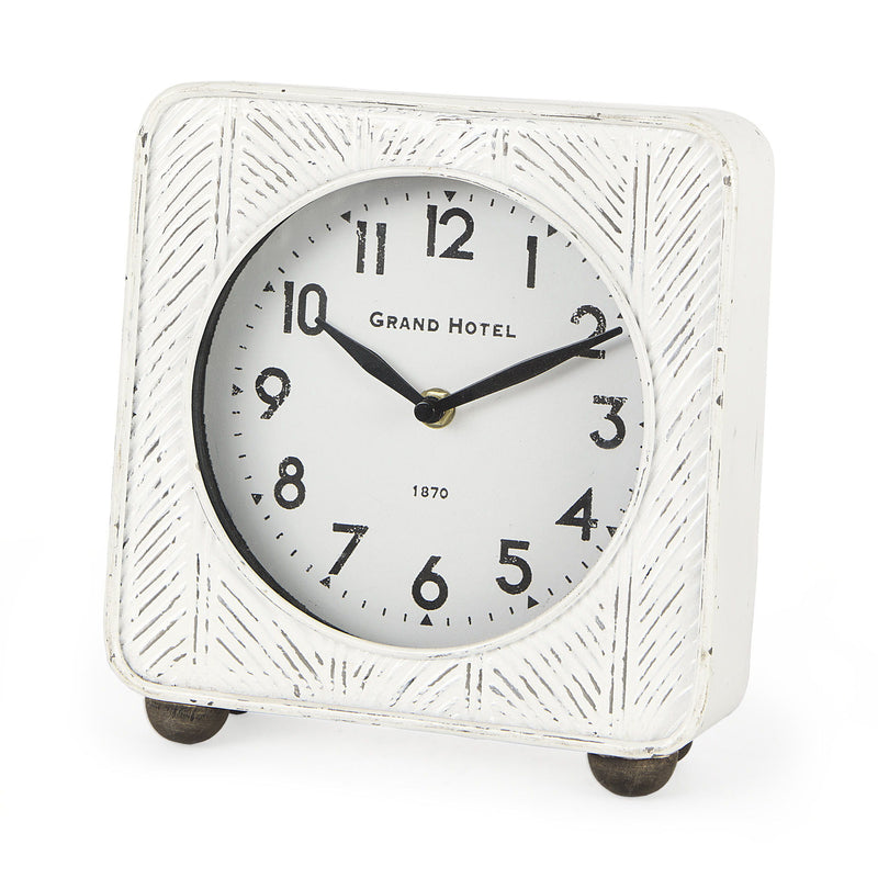 Square Table Clock - White