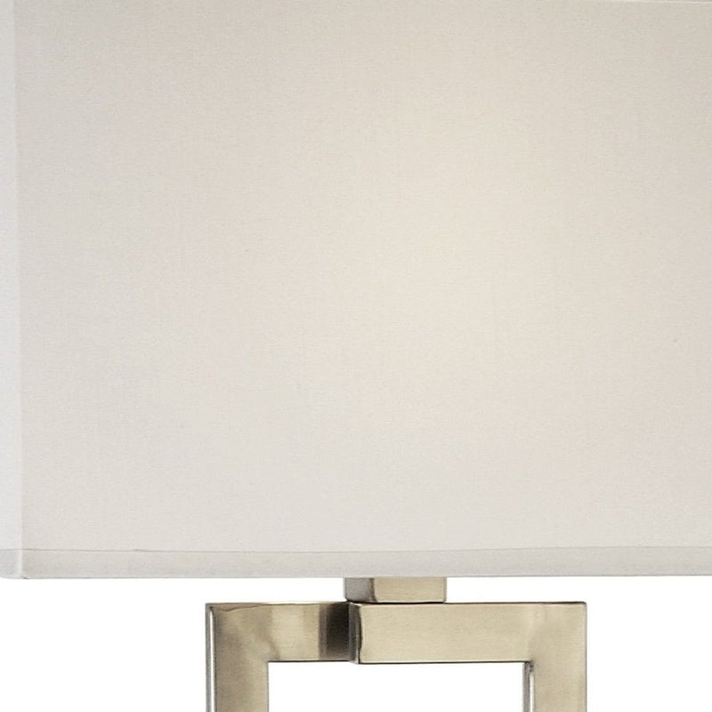 Traditional Shaped Floor Lamp With White Rectangular Shade - Nickel