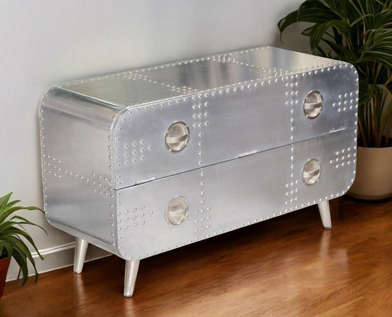 44" Aluminum Enclosed Storage TV Stand - Silver