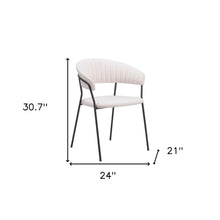 Load image into Gallery viewer, Upholstered Faux Fur Open Back Dining Arm Chairs (Set of 2) - Cream / Black
