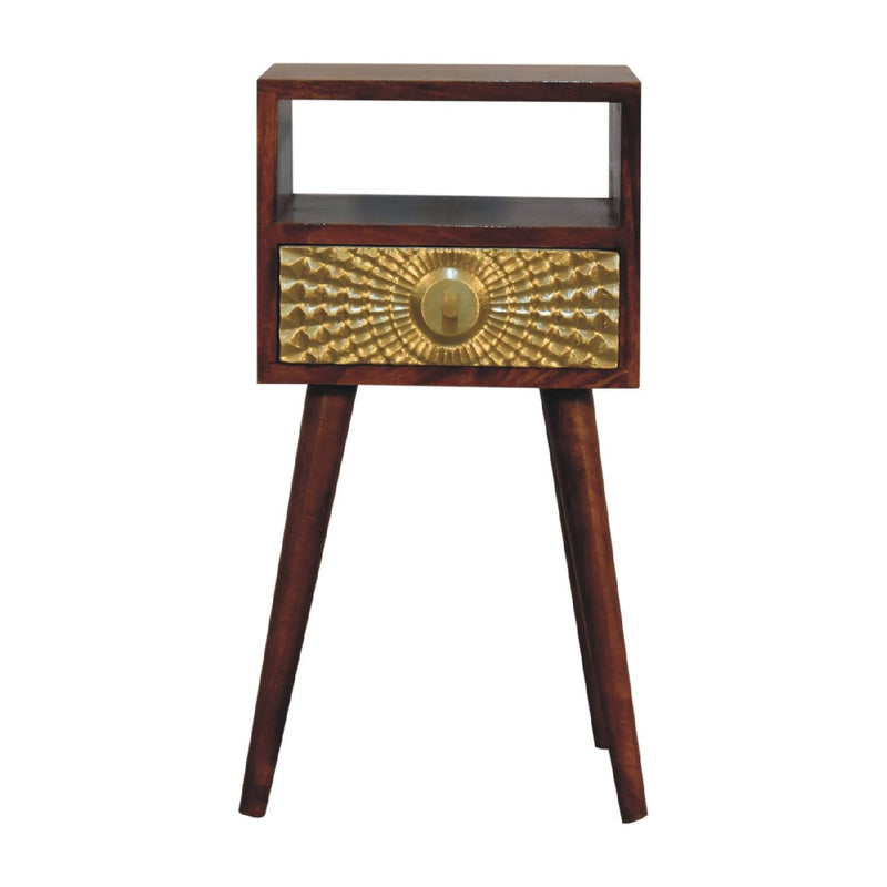 23" Solid Wood Square One Drawer Nightstand - Chestnut