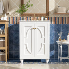 Load image into Gallery viewer, Bathroom Vanity With Ornate Elliptical Motif, Soft Close Hinges
