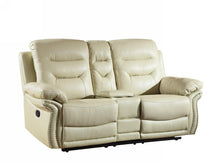 Load image into Gallery viewer, Faux Leather Manual Reclining Love Seat With Storage - Beige
