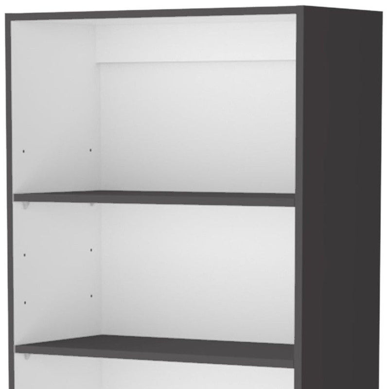 Three Tier Bookcase With Two Doors - Gray / White