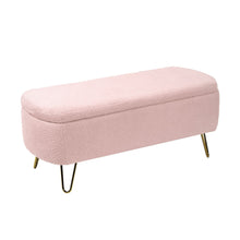 Load image into Gallery viewer, Storage Ottoman Bench For End Of Bed Legs, Modern Camel Faux Fur Entryway Bench Upholstered Padded With Storage For Living Room Bedroom
