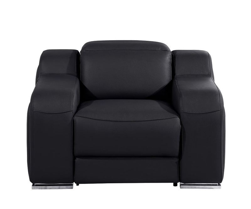 Italian Leather Wall Hugger Recliner With USB - Black