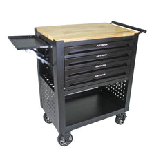 Load image into Gallery viewer, 4 Drawers Multifunctional Tool Cart With Wheels And Wooden Top
