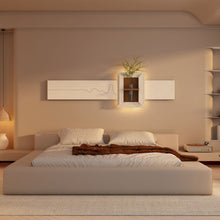 Load image into Gallery viewer, 3D LED Sandstone Wall Decor With Simulated Plants, Glass Vase &amp; Remote Control - Light Coffee
