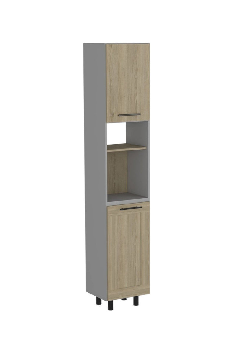 82" Wood Pantry Or Storage Closet - Gray / Oak