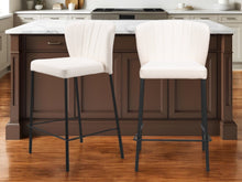 Load image into Gallery viewer, Faux Leather And Steel Counter Height Bar Chairs (Set of 2) - Cream And Black
