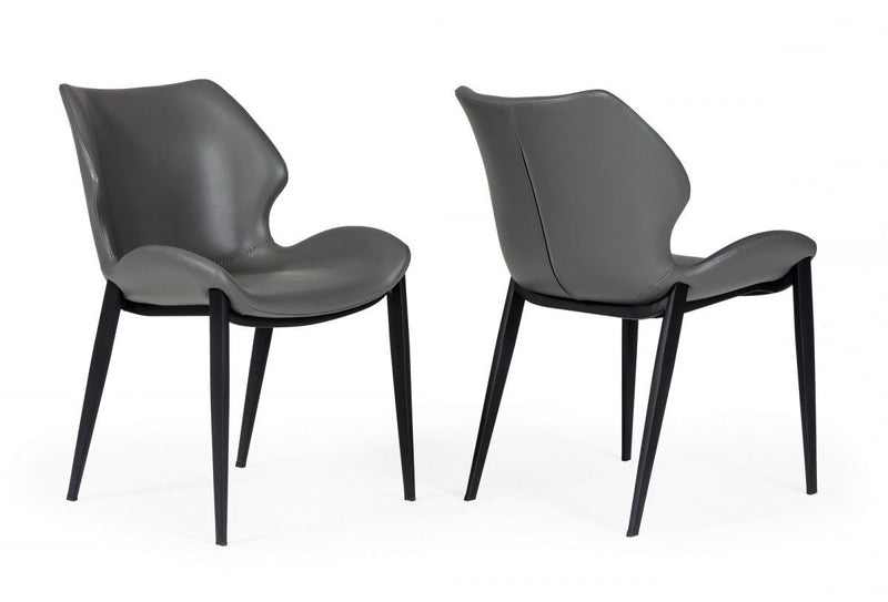 Faux Leather Industrial Dining Chairs (Set of 2) - Gray