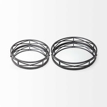 Load image into Gallery viewer, Round Metal And Mirrored Glass Vanity Trays (Set of 2) - Black
