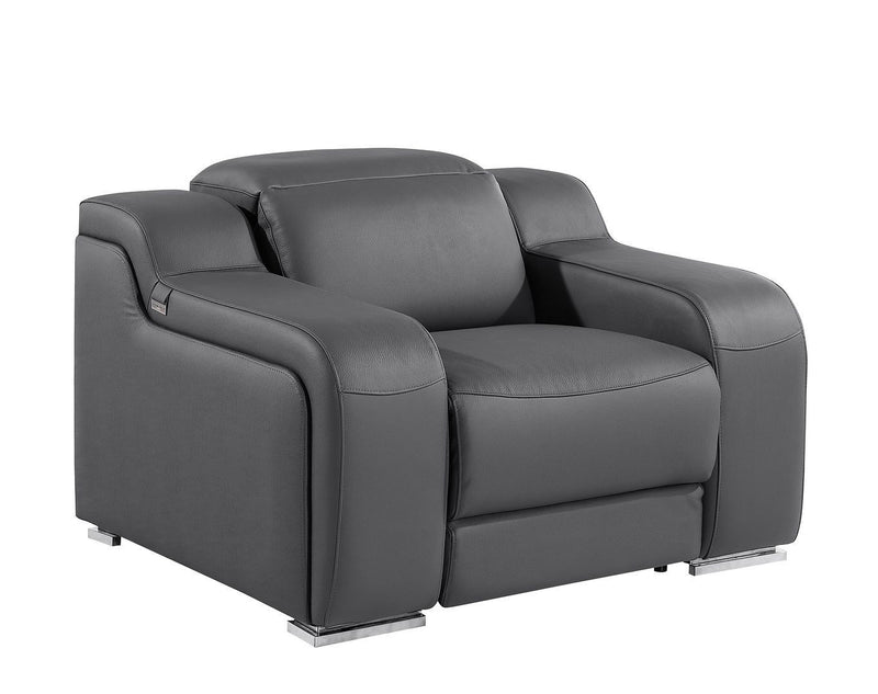 Italian Leather Wall Hugger Recliner With USB - Dark Gray