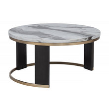 Load image into Gallery viewer, Nesting Round Coffee Table With Ottoman (Set of 2) - Gold / Brown
