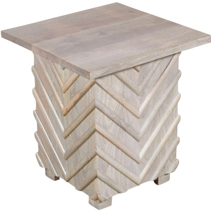24" Distressed Solid Wood Square End Table - White