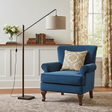 Load image into Gallery viewer, Swing Arm Floor Lamp With Beige Solid Color Drum Shade - Black / Beige
