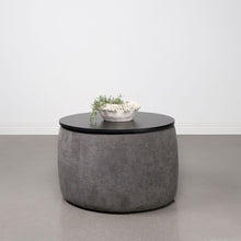 Load image into Gallery viewer, Reeves - Round Upholstered Lift Top Storage Ottoman - Gray
