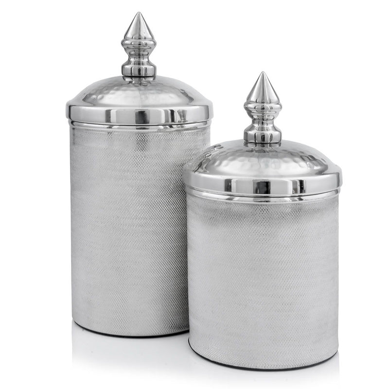 Tweed Decorative Canisters (Set of 2) - Silver