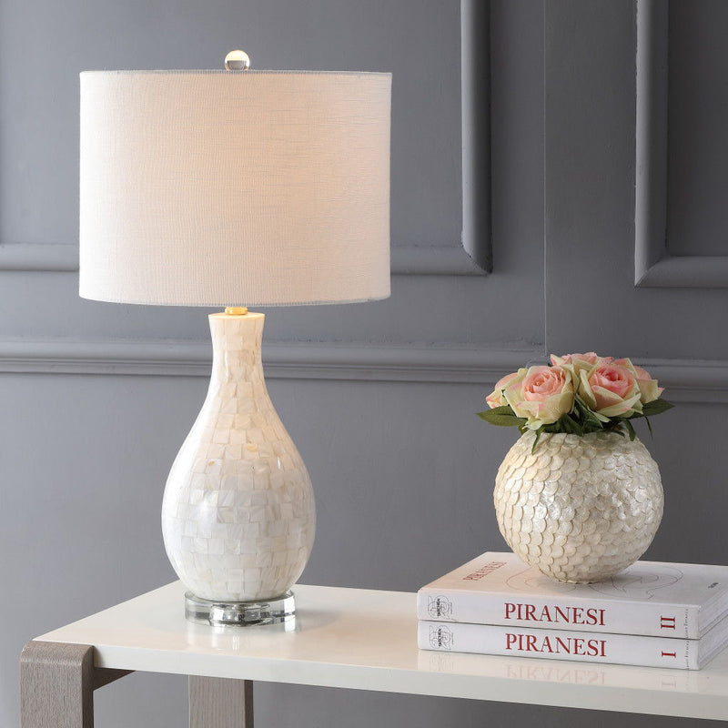 27" Novelty Table Lamp LED With Drum Shade - White